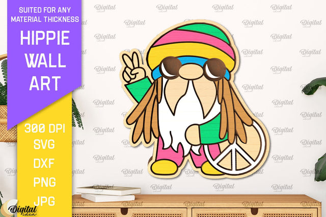 Hippie Wall Art Laser Cut. Hippie Wooden Decor SVG SVG Evgenyia Guschina 