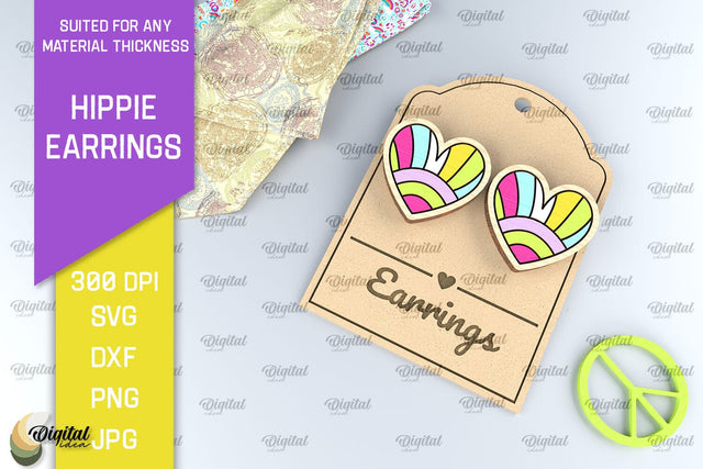 Hippie Wooden Earrings Laser Cut. Hippie Earrings SVG Design SVG Evgenyia Guschina 