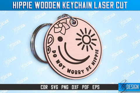 Hippie Wooden Keychain Bundle | Hippie Style | Lettered Keychain | Retro Vibes | CNC File SVG Fly Design 