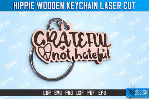 Hippie Wooden Keychain Bundle | Hippie Style | Lettered Keychain | Retro Vibes | CNC File SVG Fly Design 