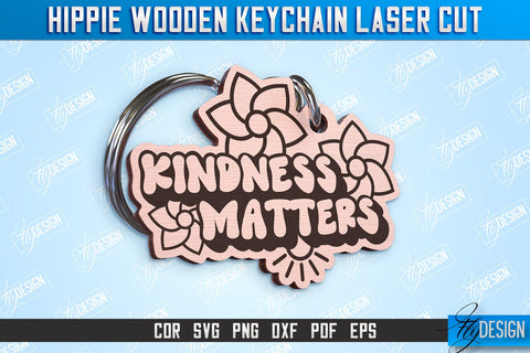 Hippie Wooden Keychain Bundle | Hippie Style | Lettered Keychain | Retro Vibes | CNC File SVG Fly Design 