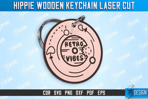 Hippie Wooden Keychain Bundle | Hippie Style | Lettered Keychain | Retro Vibes | CNC File SVG Fly Design 