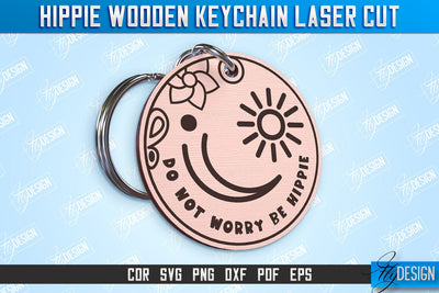 Hippie Wooden Keychain | Hippie Style | Lettered Keychain | Retro Vibes | CNC File SVG Fly Design 