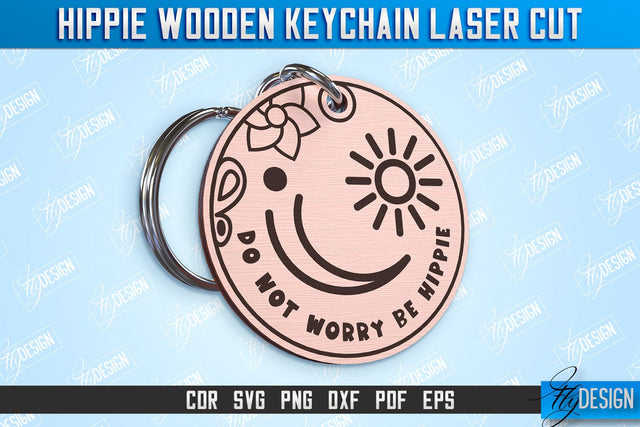 Hippie Wooden Keychain | Hippie Style | Lettered Keychain | Retro Vibes | CNC File SVG Fly Design 