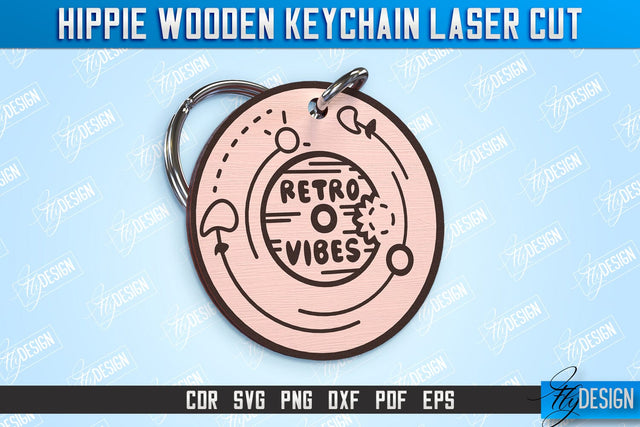 Hippie Wooden Keychain | Hippie Style | Lettered Keychain | Retro Vibes | CNC File SVG Fly Design 