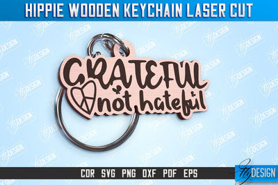 Hippie Wooden Keychain | Hippie Style | Lettered Keychain | Retro Vibes | CNC File SVG Fly Design 