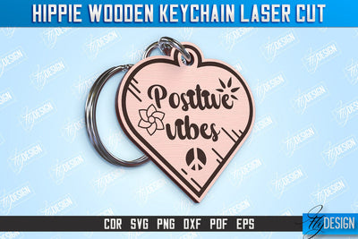 Hippie Wooden Keychain | Hippie Style | Lettered Keychain | Retro Vibes | CNC File SVG Fly Design 