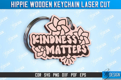 Hippie Wooden Keychain | Hippie Style | Lettered Keychain | Retro Vibes | CNC File SVG Fly Design 