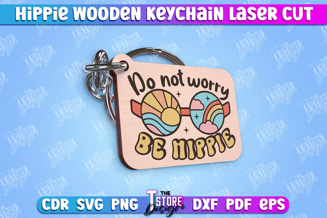 Hippie Wooden Keychain | Hippie Style | Lettered Keychain | Retro Vibes | CNC File SVG The T Store Design 