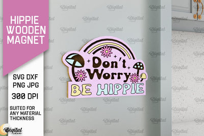 Hippie Wooden Magnet Laser Cut. Hippie Design SVG SVG Evgenyia Guschina 