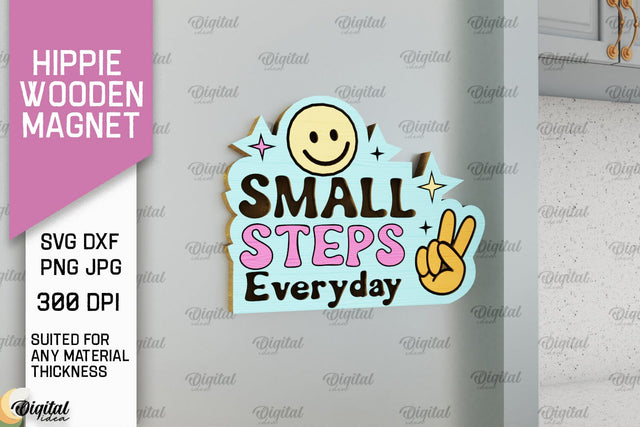 Hippie Wooden Magnet Laser Cut. Hippie Design SVG SVG Evgenyia Guschina 