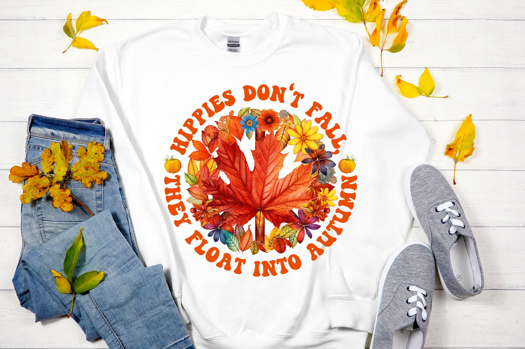 Hippies don't fall, they float into autumn png design - So Fontsy