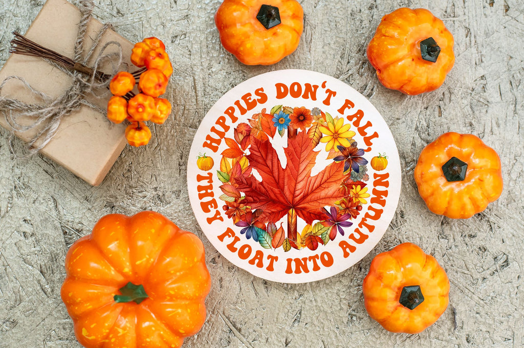 Hippies don't fall, they float into autumn png design - So Fontsy