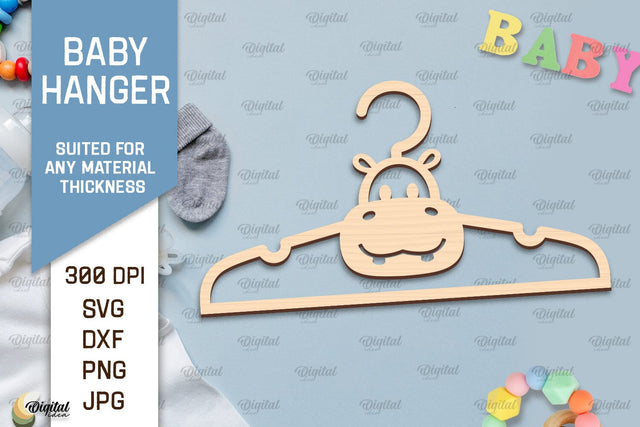 Hippo Baby Hanger Laser Cut. Kids Clothes Hanger SVG SVG Evgenyia Guschina 
