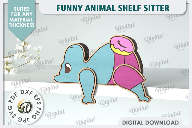 Hippo Funny Decor Laser Cut. Cute Animal. Shelf Sitter SVG SVG Evgenyia Guschina 