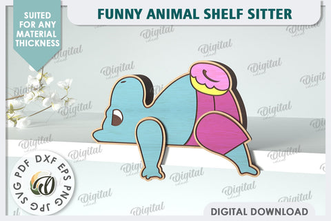 Hippo Funny Decor Laser Cut. Cute Animal. Shelf Sitter SVG SVG Evgenyia Guschina 