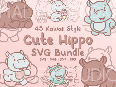 Hippo SVG Design Set SVG HalieKStudio 