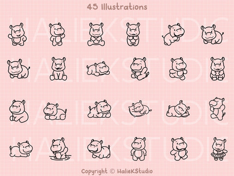 Hippo SVG Design Set SVG HalieKStudio 