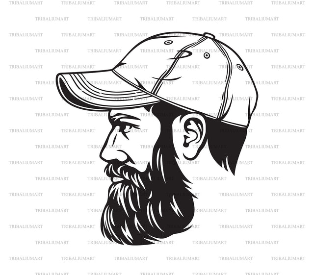 Hipster Fashion Man with Baseball Cap and Beard SVG TribaliumArtSF 