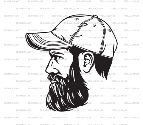 Hipster Fashion Man with Baseball Cap and Beard SVG TribaliumArtSF 
