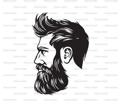Hipster Fashion Man with Hair and Beard SVG TribaliumArtSF 