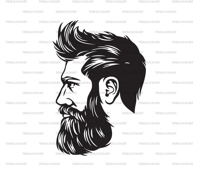 Hipster Fashion Man with Hair and Beard SVG TribaliumArtSF 