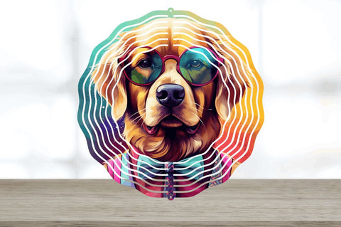 Hipster Golden Retriever Dog Wind Spinner Sublimation Sublimation Regulrcrative 