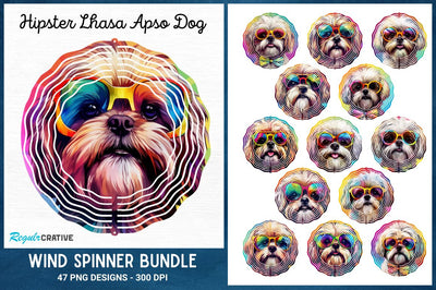 Hipster Lhasa Apso Dog Wind Spinner Bundle Sublimation Regulrcrative 