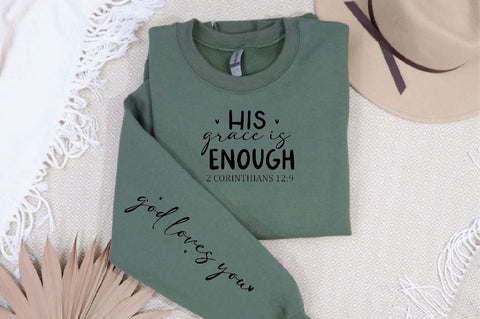 His grace is enough 2 corinthians 12 9 Sleeve SVG Design, Christian Sleeve SVG, Faith SVG Design, Jesus Sleeve SVG SVG Regulrcrative 