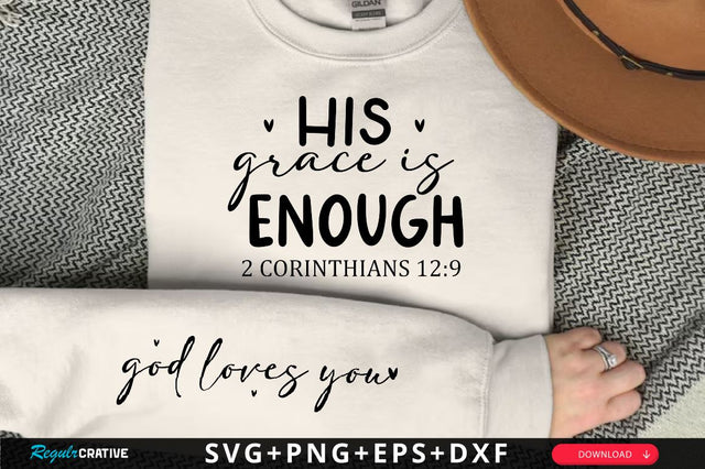 His grace is enough 2 corinthians 12 9 Sleeve SVG Design, Christian Sleeve SVG, Faith SVG Design, Jesus Sleeve SVG SVG Regulrcrative 