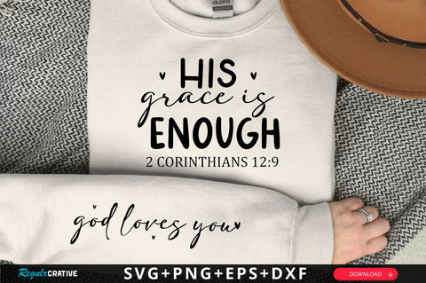 His grace is enough 2 corinthians 12 9 Sleeve SVG Design, Christian Sleeve SVG, Faith SVG Design, Jesus Sleeve SVG SVG Regulrcrative 