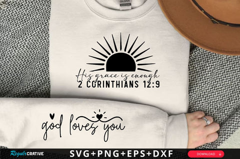His grace is enough 2 corinthians 12 9 Sleeve SVG Design, Christian Sleeve SVG, Faith SVG Design, Jesus Sleeve SVG SVG Regulrcrative 