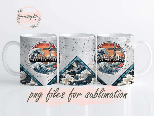 HIS LOVE IS DEEPER THAN THE OCEAN Mug Wrap Design, Instant Digital Design Download Mug Wrap Design, Mug Design PNG Sublimation PrintingLife 