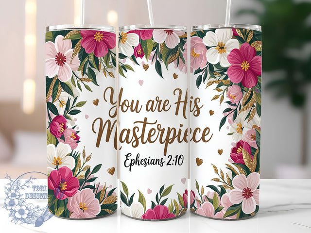His Masterpiece Bible Verse Tumbler, Ephesians 210 Tumbler, Christian Quote Wrap, Jesus Tumbler PNG, Bible Verse Tumbler, Religious Tumbler Design, Faith Inspired Wrap Sublimation ToriDesigns 