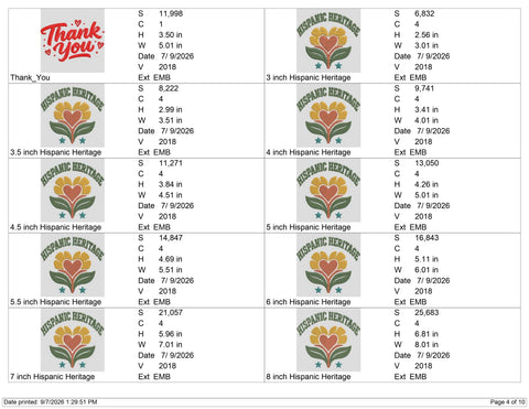 Hispanic Heritage Embroidery Design – Floral Heart Latino Culture Machine Embroidery File Embroidery/Applique DESIGNS PatternFeed8 