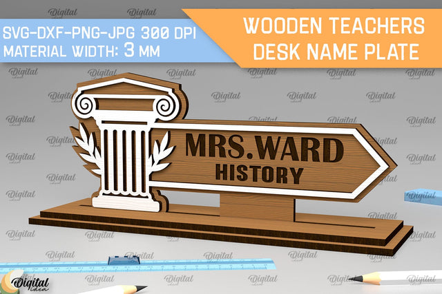 History Teacher Desk Name Plate Laser Cut. Desk Sign SVG SVG Evgenyia Guschina 