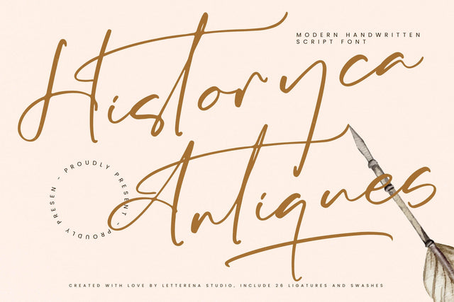 Historyca Antiques - Modern Handwritten Script Font Letterena Studios 