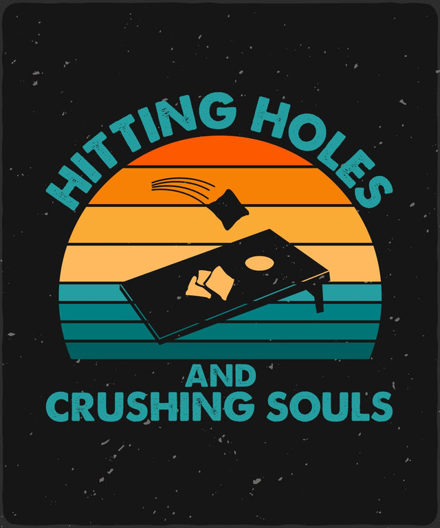 Hitting Holes and Crushing Souls Funny Retro Cornhole Lover Editable T-Shirt Design in Ai Svg Files, Cornhole svg files for cricut, Cut File SVG DesignDestine 