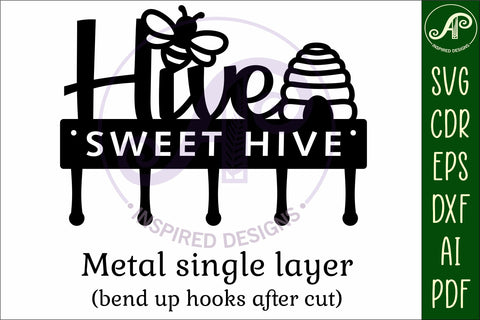 Hive sweet Hive bee Key holder designs for wood and metal SVG APInspireddesigns 