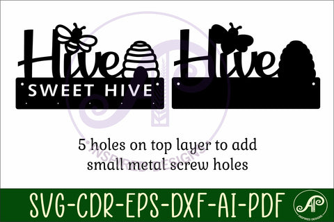 Hive sweet Hive bee Key holder designs for wood and metal SVG APInspireddesigns 