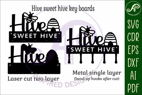 Hive sweet Hive bee Key holder designs for wood and metal SVG APInspireddesigns 