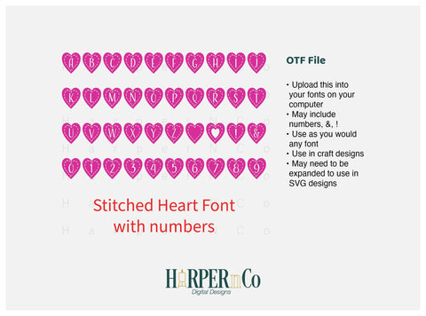 HNC Stitched Heart Valentine's Love SVG HarperNCo 