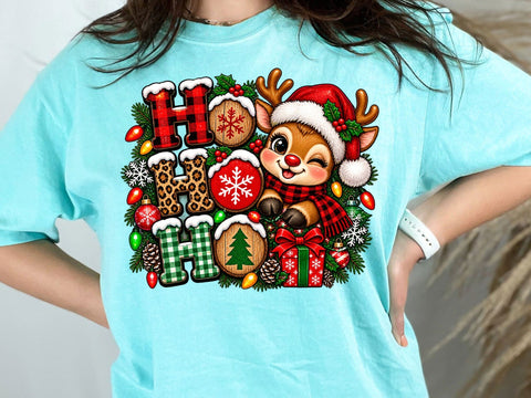 Ho Ho Ho Christmas Reindeer PNG SVG artprintfile 