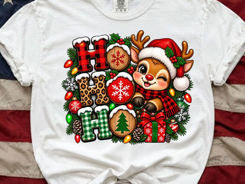 Ho Ho Ho Christmas Reindeer PNG SVG artprintfile 