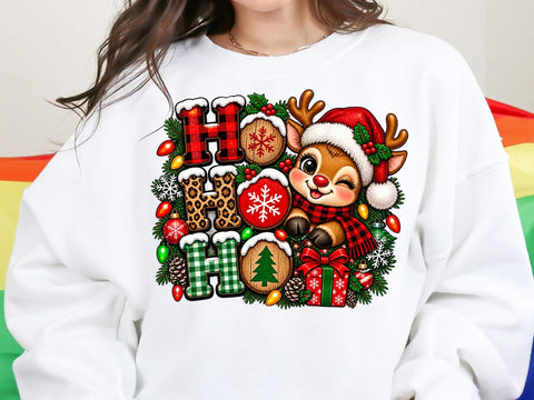 Ho Ho Ho Christmas Reindeer PNG SVG artprintfile 