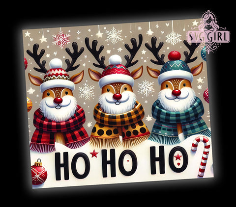 Ho Ho Ho Deer, Christmas Deer, Reindeer, Merry Christmas, 20oz Tumbler, PNG Sublimation, Holiday Decor, Festive Gift Sublimation SvggirlplusArt 