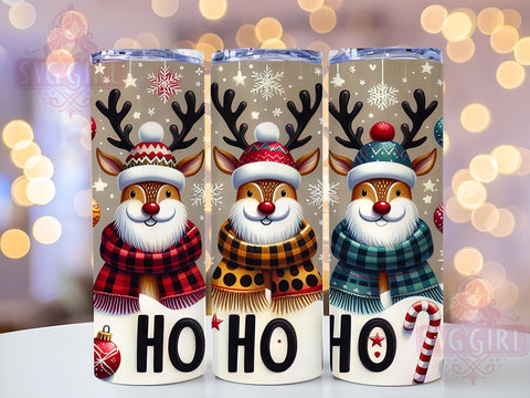 Ho Ho Ho Deer, Christmas Deer, Reindeer, Merry Christmas, 20oz Tumbler, PNG Sublimation, Holiday Decor, Festive Gift Sublimation SvggirlplusArt 