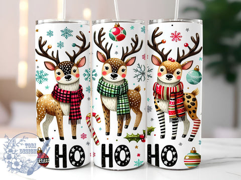 Ho Ho Ho Deer, Christmas Deer, Reindeer, Merry Christmas, 20oz Tumbler, Sublimation Design, Holiday Decor, Festive Gift Sublimation ToriDesigns 
