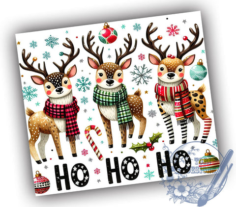 Ho Ho Ho Deer, Christmas Deer, Reindeer, Merry Christmas, 20oz Tumbler, Sublimation Design, Holiday Decor, Festive Gift Sublimation ToriDesigns 