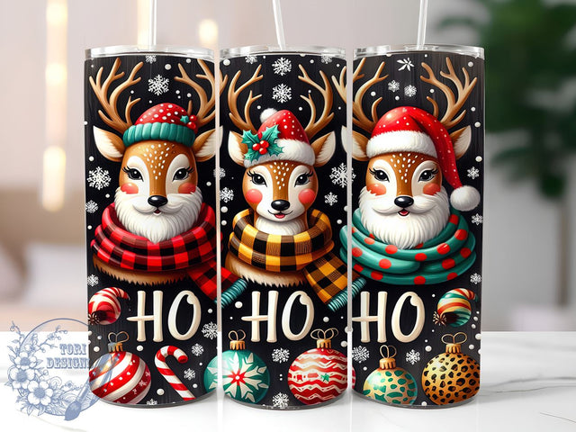 Ho Ho Ho Deer, Christmas Deer, Reindeer, Merry Christmas, 20oz Tumbler, Sublimation Design, Holiday Decor, Festive Gift Sublimation ToriDesigns 